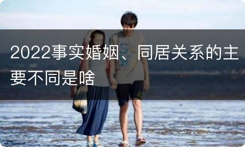 2022事实婚姻、同居关系的主要不同是啥
