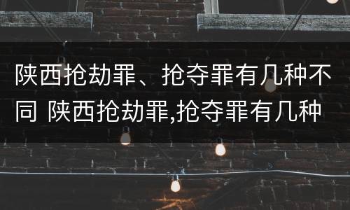 陕西抢劫罪、抢夺罪有几种不同 陕西抢劫罪,抢夺罪有几种不同的情形