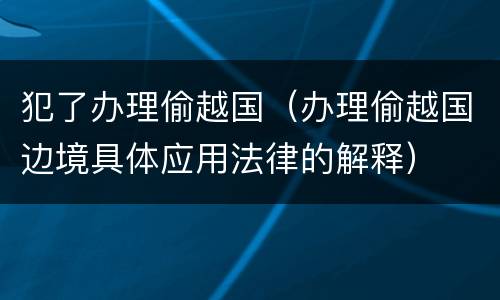 犯了办理偷越国（办理偷越国边境具体应用法律的解释）