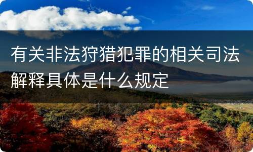 有关非法狩猎犯罪的相关司法解释具体是什么规定