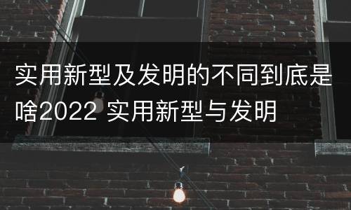实用新型及发明的不同到底是啥2022 实用新型与发明