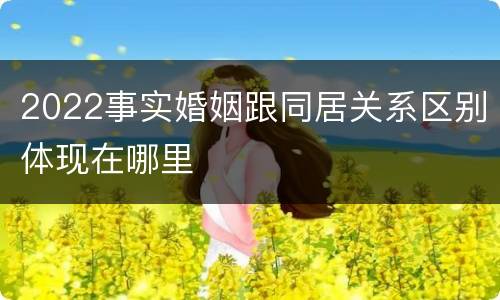 2022事实婚姻跟同居关系区别体现在哪里