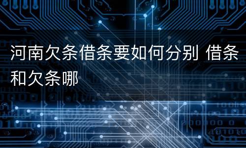 河南欠条借条要如何分别 借条和欠条哪
