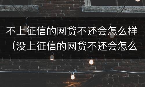 不上征信的网贷不还会怎么样（没上征信的网贷不还会怎么样）