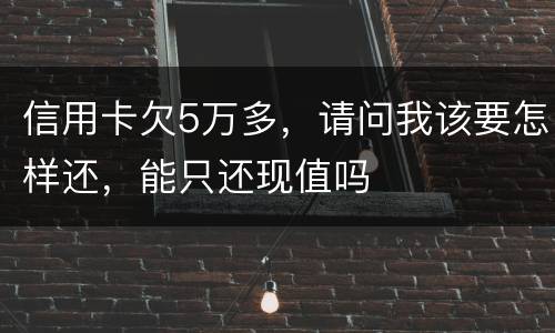 信用卡欠5万多，请问我该要怎样还，能只还现值吗