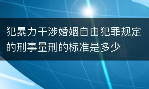 犯暴力干涉婚姻自由犯罪规定的刑事量刑的标准是多少