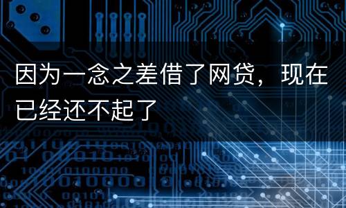 因为一念之差借了网贷，现在已经还不起了