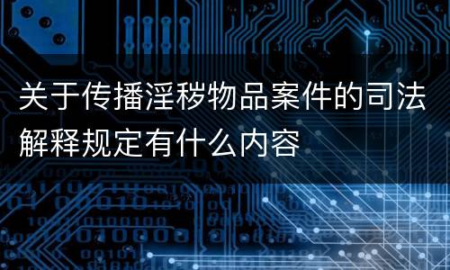 关于传播淫秽物品案件的司法解释规定有什么内容