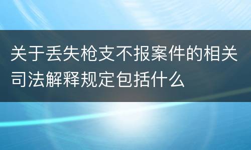 关于丢失枪支不报案件的相关司法解释规定包括什么