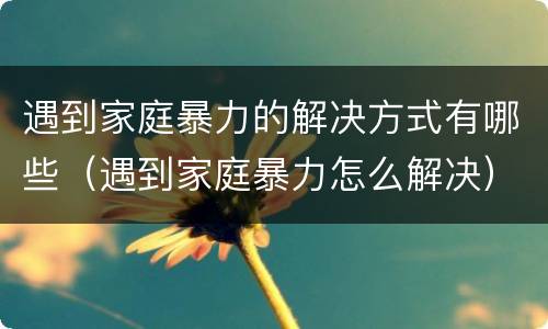 遇到家庭暴力的解决方式有哪些（遇到家庭暴力怎么解决）