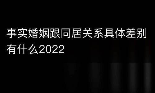 事实婚姻跟同居关系具体差别有什么2022