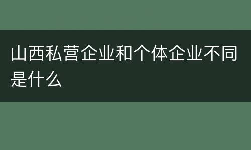 山西私营企业和个体企业不同是什么