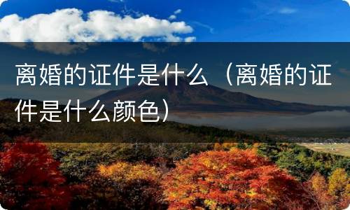 离婚的证件是什么（离婚的证件是什么颜色）