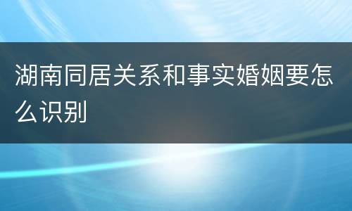 湖南同居关系和事实婚姻要怎么识别