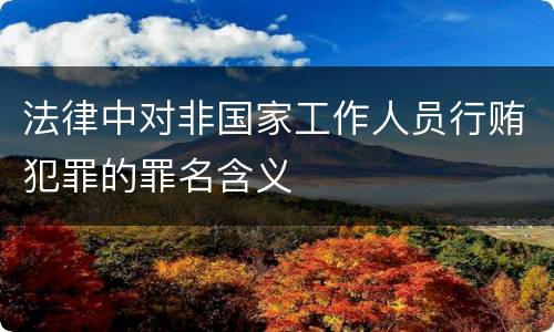 法律中对非国家工作人员行贿犯罪的罪名含义