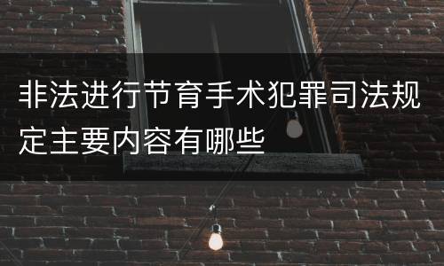 非法进行节育手术犯罪司法规定主要内容有哪些