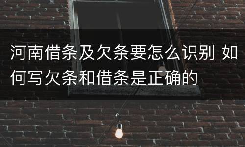 河南借条及欠条要怎么识别 如何写欠条和借条是正确的