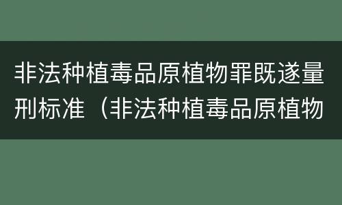 非法种植毒品原植物罪既遂量刑标准（非法种植毒品原植物罪既遂量刑标准是多少）
