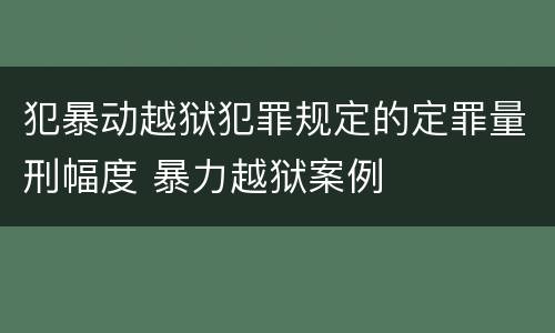 犯暴动越狱犯罪规定的定罪量刑幅度 暴力越狱案例