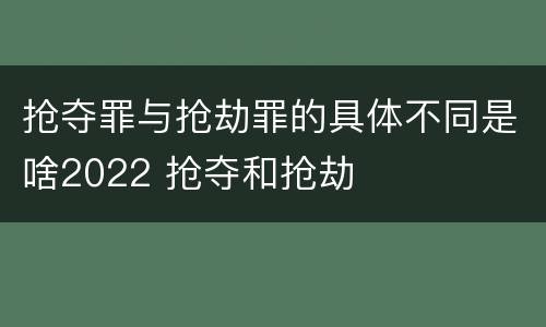 抢夺罪与抢劫罪的具体不同是啥2022 抢夺和抢劫