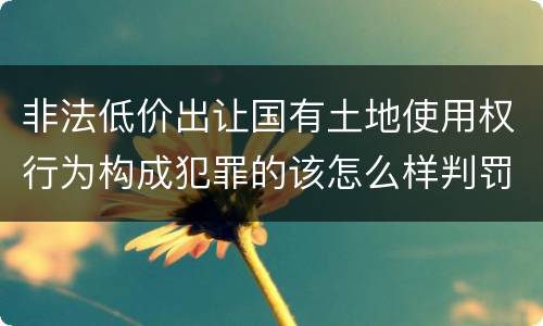 非法低价出让国有土地使用权行为构成犯罪的该怎么样判罚
