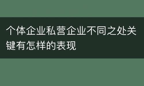 个体企业私营企业不同之处关键有怎样的表现