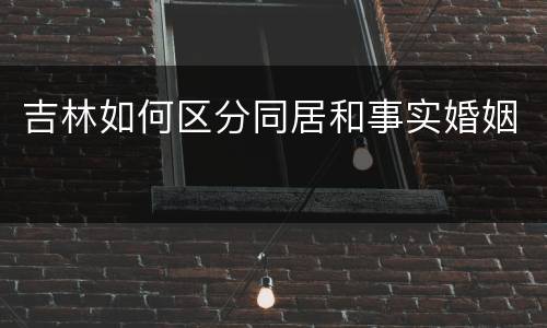 吉林如何区分同居和事实婚姻
