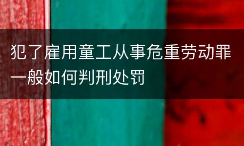 犯了雇用童工从事危重劳动罪一般如何判刑处罚