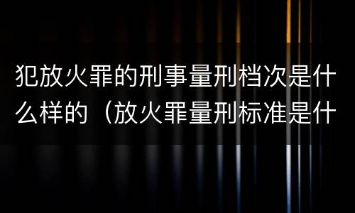 犯放火罪的刑事量刑档次是什么样的（放火罪量刑标准是什么）
