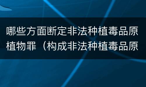 哪些方面断定非法种植毒品原植物罪（构成非法种植毒品原植物罪的有哪些）