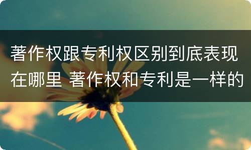 著作权跟专利权区别到底表现在哪里 著作权和专利是一样的吗