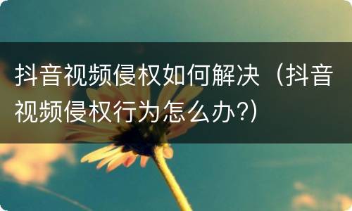 抖音视频侵权如何解决（抖音视频侵权行为怎么办?）