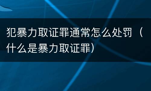 犯暴力取证罪通常怎么处罚（什么是暴力取证罪）