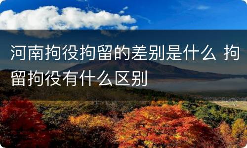 河南拘役拘留的差别是什么 拘留拘役有什么区别