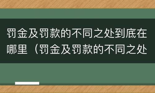 罚金及罚款的不同之处到底在哪里（罚金及罚款的不同之处到底在哪里可以查到）