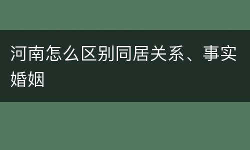 河南怎么区别同居关系、事实婚姻