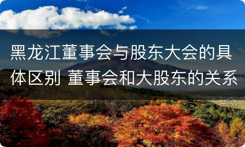 黑龙江董事会与股东大会的具体区别 董事会和大股东的关系