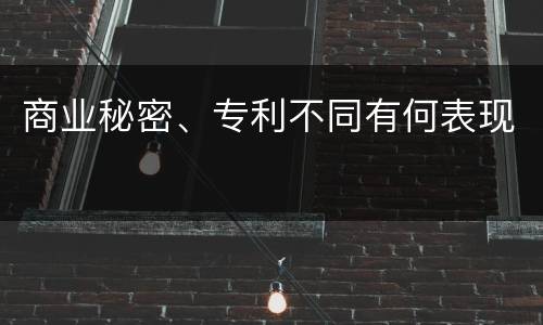 商业秘密、专利不同有何表现