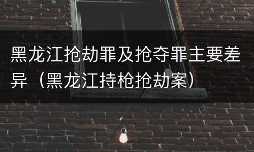 黑龙江抢劫罪及抢夺罪主要差异（黑龙江持枪抢劫案）