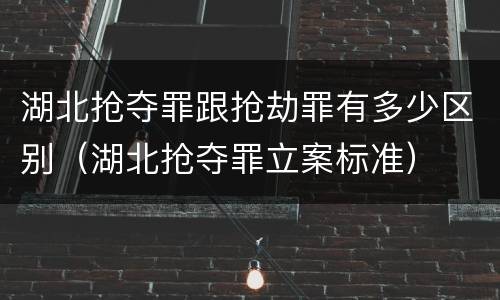 湖北抢夺罪跟抢劫罪有多少区别（湖北抢夺罪立案标准）