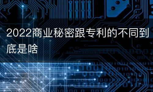 2022商业秘密跟专利的不同到底是啥
