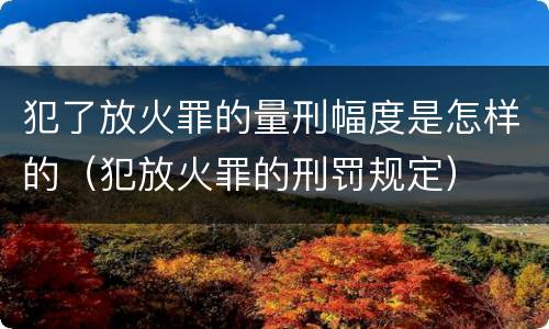 犯了放火罪的量刑幅度是怎样的（犯放火罪的刑罚规定）