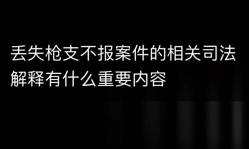 丢失枪支不报案件的相关司法解释有什么重要内容