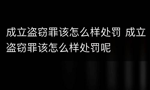 成立盗窃罪该怎么样处罚 成立盗窃罪该怎么样处罚呢