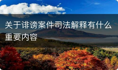 关于诽谤案件司法解释有什么重要内容