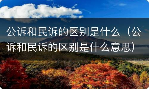 公诉和民诉的区别是什么（公诉和民诉的区别是什么意思）