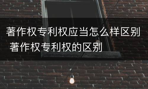 著作权专利权应当怎么样区别 著作权专利权的区别