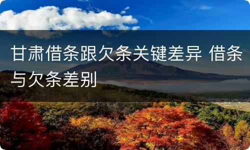 甘肃借条跟欠条关键差异 借条与欠条差别