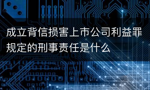 成立背信损害上市公司利益罪规定的刑事责任是什么