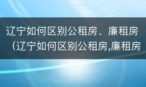 辽宁如何区别公租房、廉租房（辽宁如何区别公租房,廉租房和住宅）